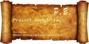 Preiszl Borbála névjegykártya